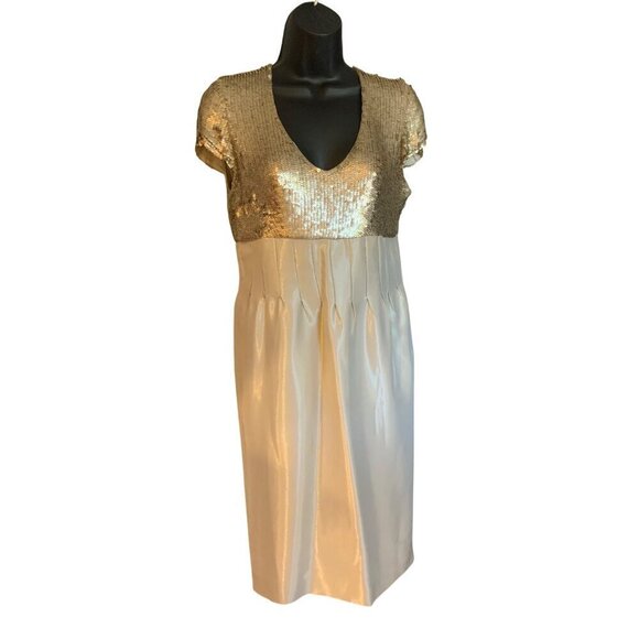 Luca Luca vintage couture Empire Line dress size 8  silk & sequined exceptional - Picture 1 of 14